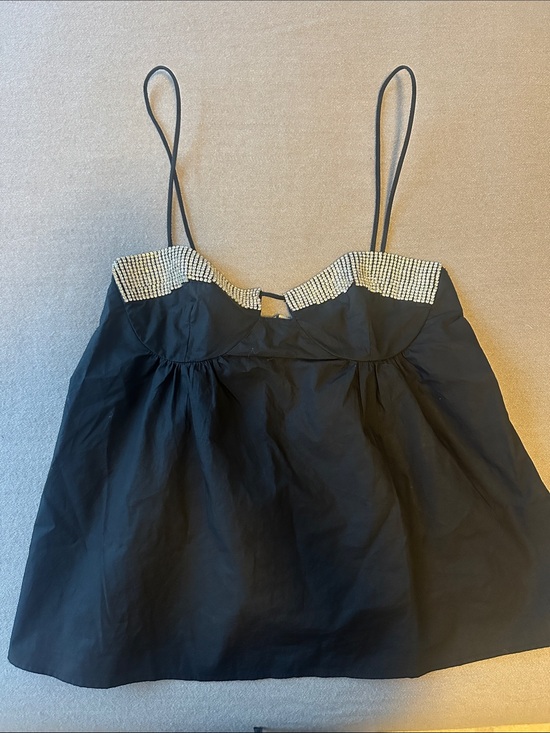 Zara Tops - Zara Black Spaghetti Strap Rhinestone Trim Cami Top